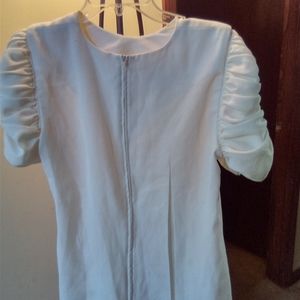 Vintage Off White short sleeve zip down the back top